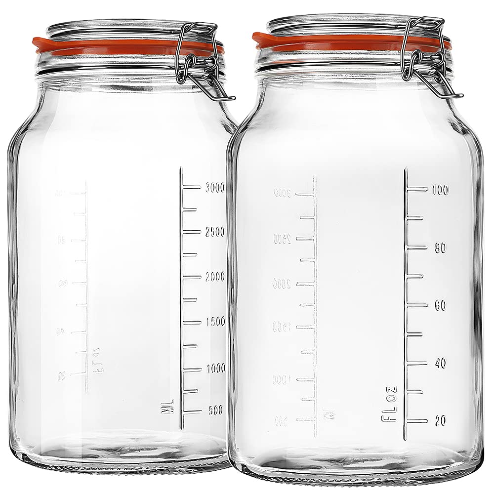 Qianfenie 1-gallon glass jar with airtight lid for fresh pantry storage.