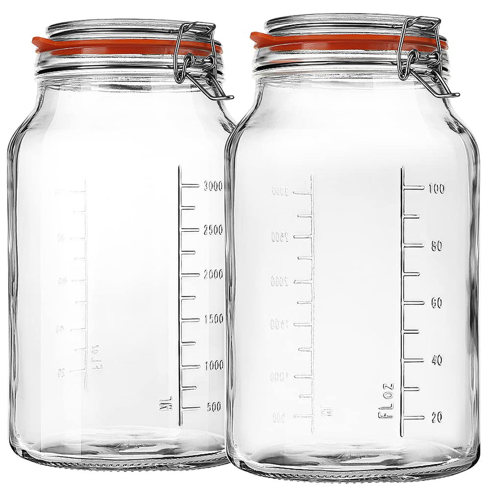 Qianfenie 1-gallon glass jar with airtight lid for fresh pantry storage.