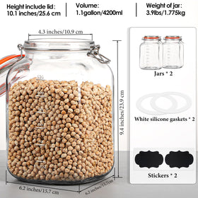 Qianfenie 4200ml square jar fits bulk staples while saving kitchen space.