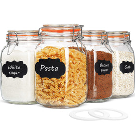 Qianfenie 50 oz glass jar with wide mouth and clip-top lid for airtight pantry storage.