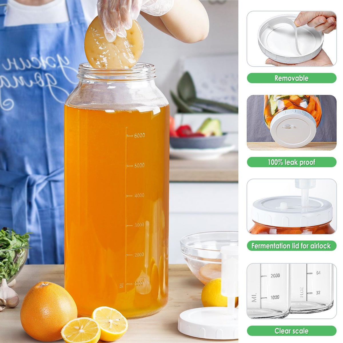 Qianfenie food-grade fermentation jar for versatile kitchen tasks