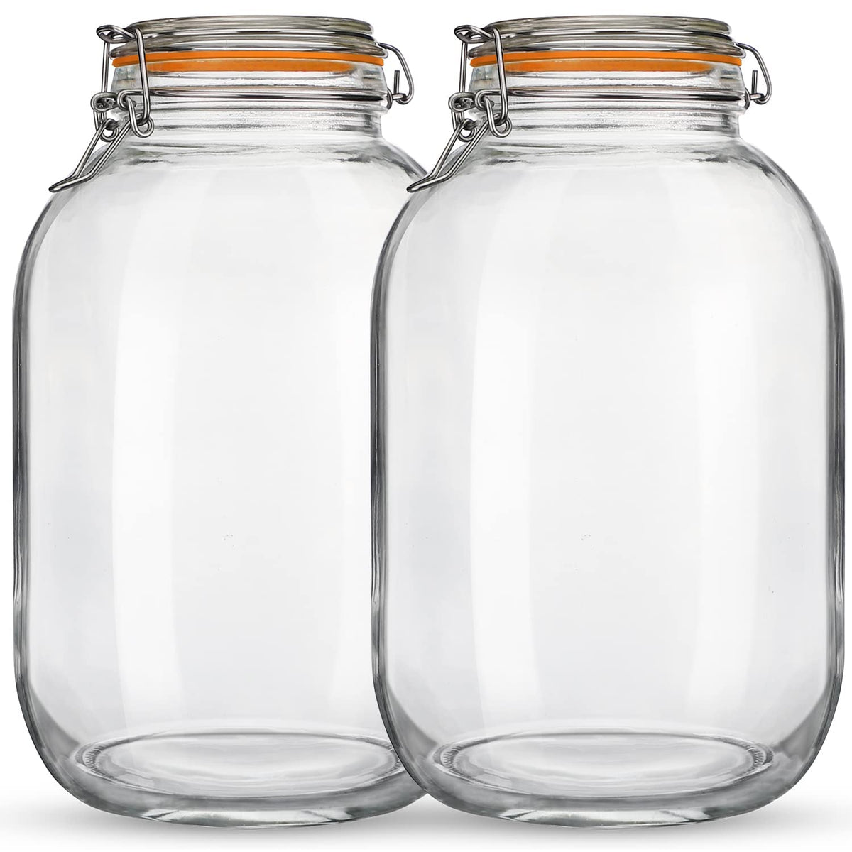 Qianfenie glass jar with airtight lid demonstrates 1-gallon capacity for fresh storage.
