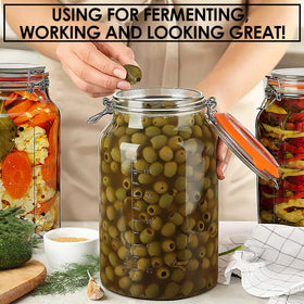 Qianfenie glass jar features measurement marks for precise portioning.