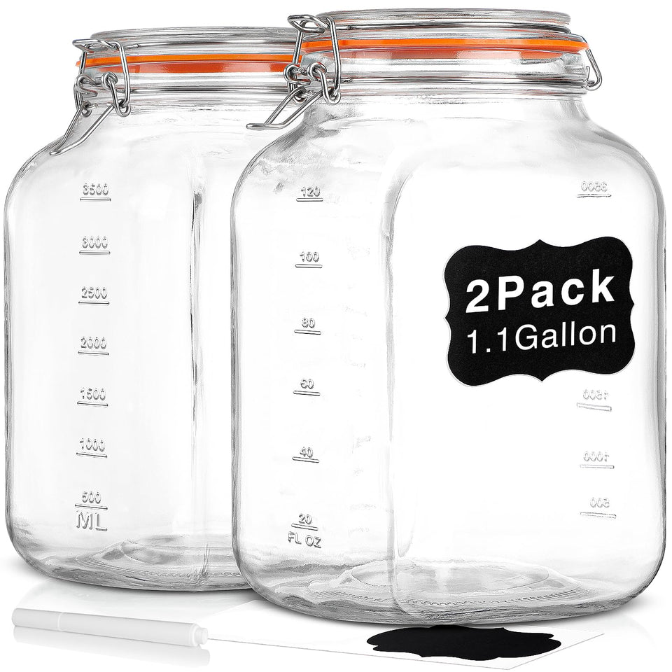 Qianfenie square glass jar with wide mouth for easy filling and scooping of dry foods.