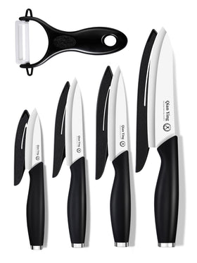 Qianying ceramic knife set with razor-sharp blades for effortless fruit slicing.