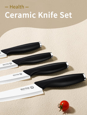 Qianying ceramic knives with sheath provide safe storage and quick access.