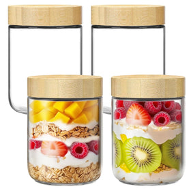 Qiaomifeng 16oz glass jar with bamboo lid for durable, odor-free storage.