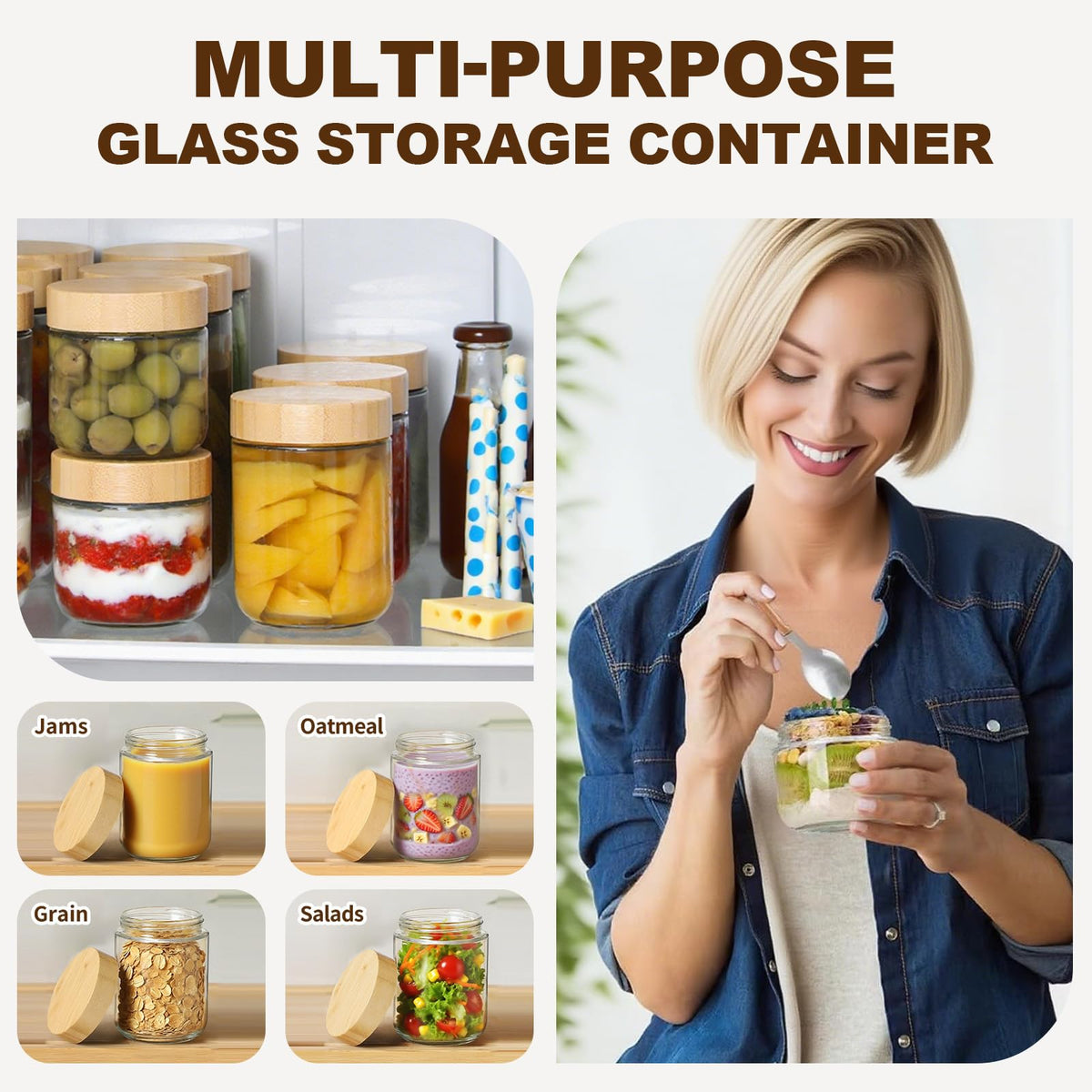 Qiaomifeng spice, sugar, and snacks jar for versatile kitchen storage.