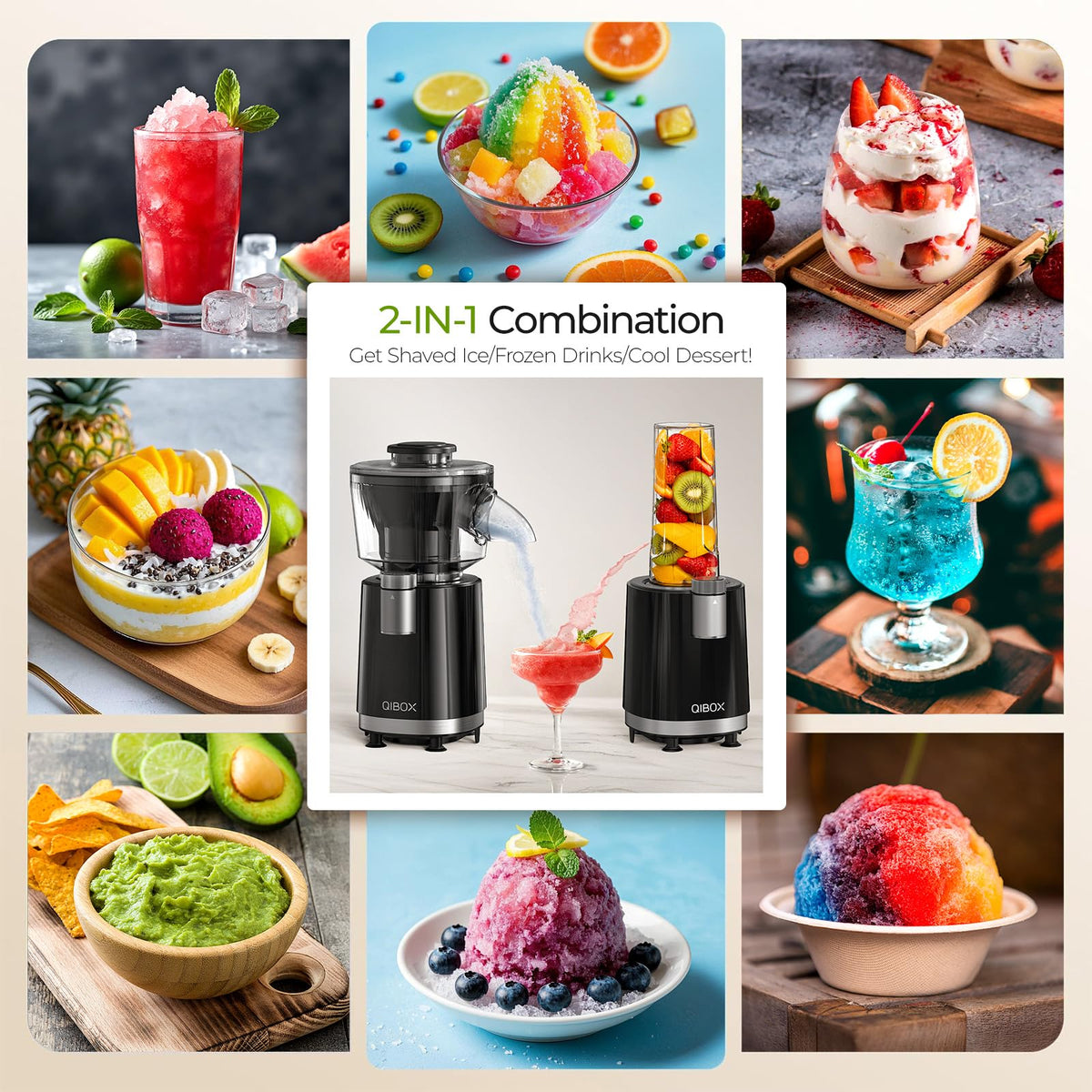 QIBOX Smoothie Blender with stainless steel blades for silky drinks