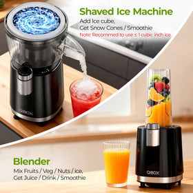 QIBOX Snow Cone Machine with 700W motor powers fast ice crushing