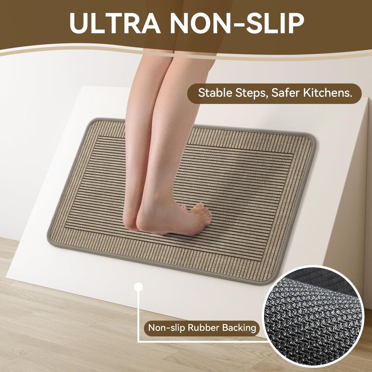 QiCaiJia rug with non-slip rubber backing stays securely in place on slippery surfaces