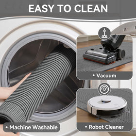 QiCaiJia kitchen mat easy-cleaning image highlights rinse-friendly care.