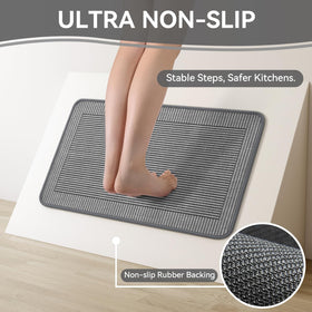 QiCaiJia kitchen mat side view highlights stylish geometric pattern for decor.