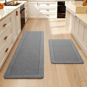 QiCaiJia kitchen mat front view shows soft braided texture and fade resistance.