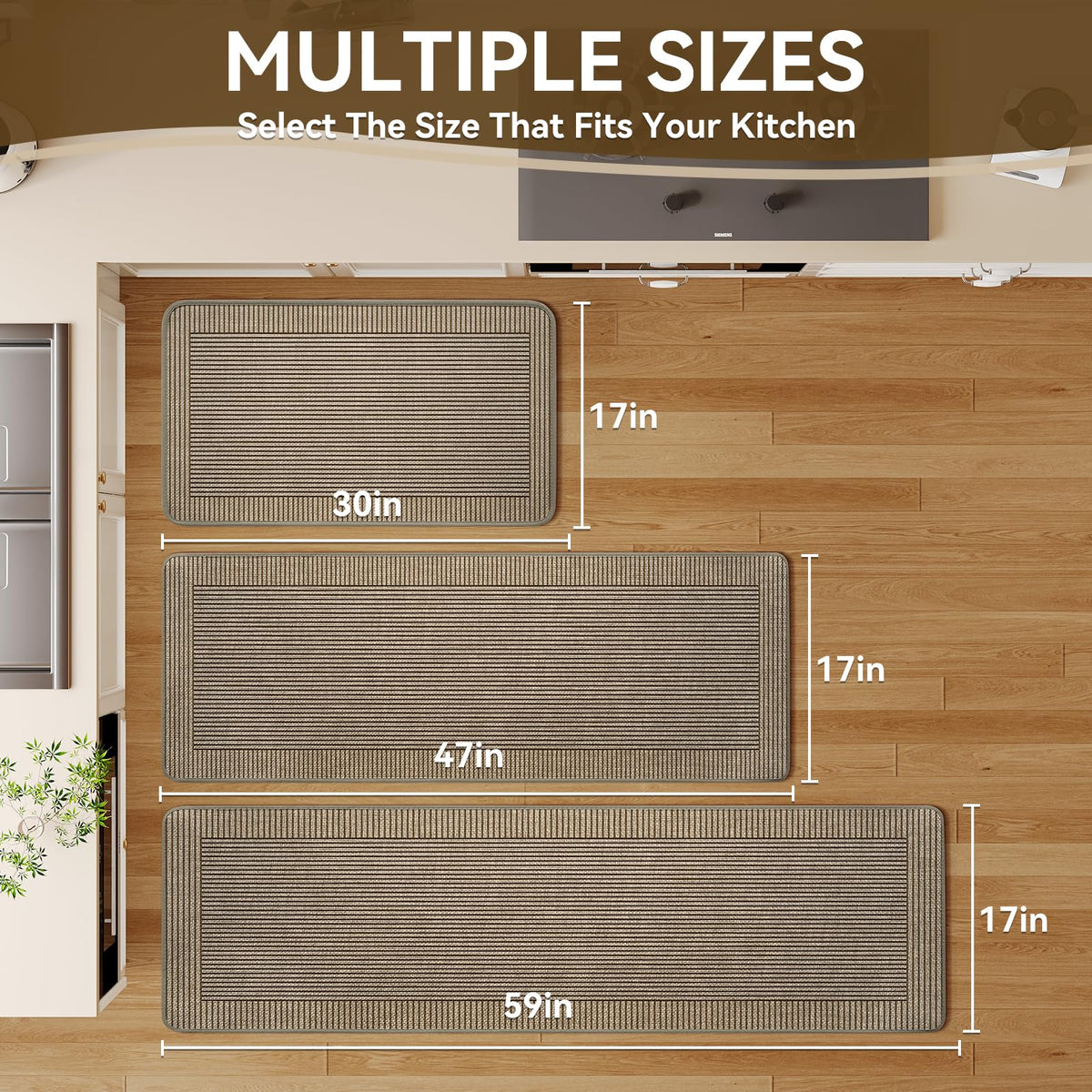 QiCaiJia kitchen mat 17x30 demonstrates absorbent surface for quick spill control.