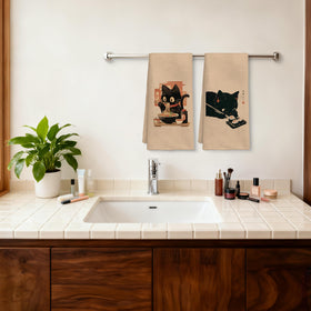 QICLM Cat-design dish towels brighten countertops during meals