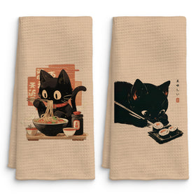 QICLM Sushi Cat towels in 16x24 for quick kitchen drying
