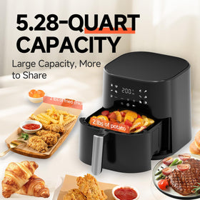 QIDO Air Fryer 5qt basket inside enables family-sized portions and even cooking.