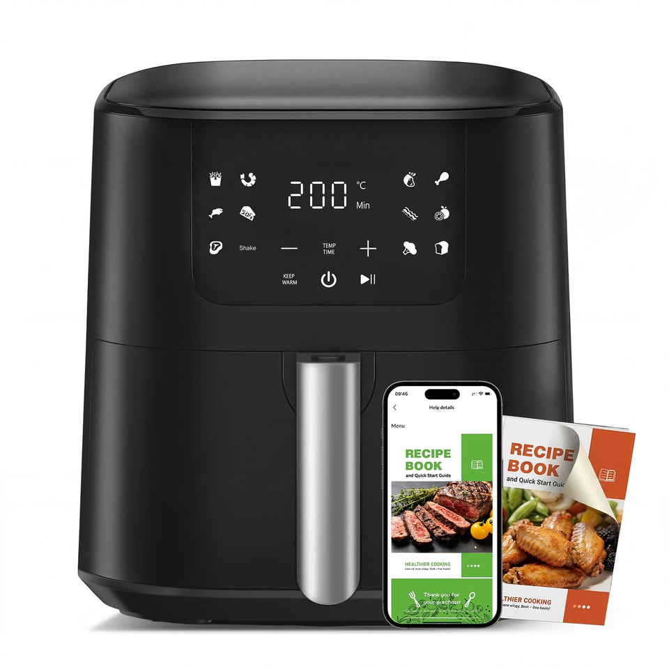 QIDO Air Fryer 8-in-1 front view with a sleek design for efficient weeknight meals.