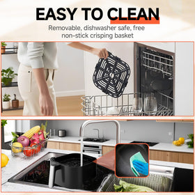 QIDO Air Fryer 5qt basket emphasizes spacious capacity for multi-serving meals.