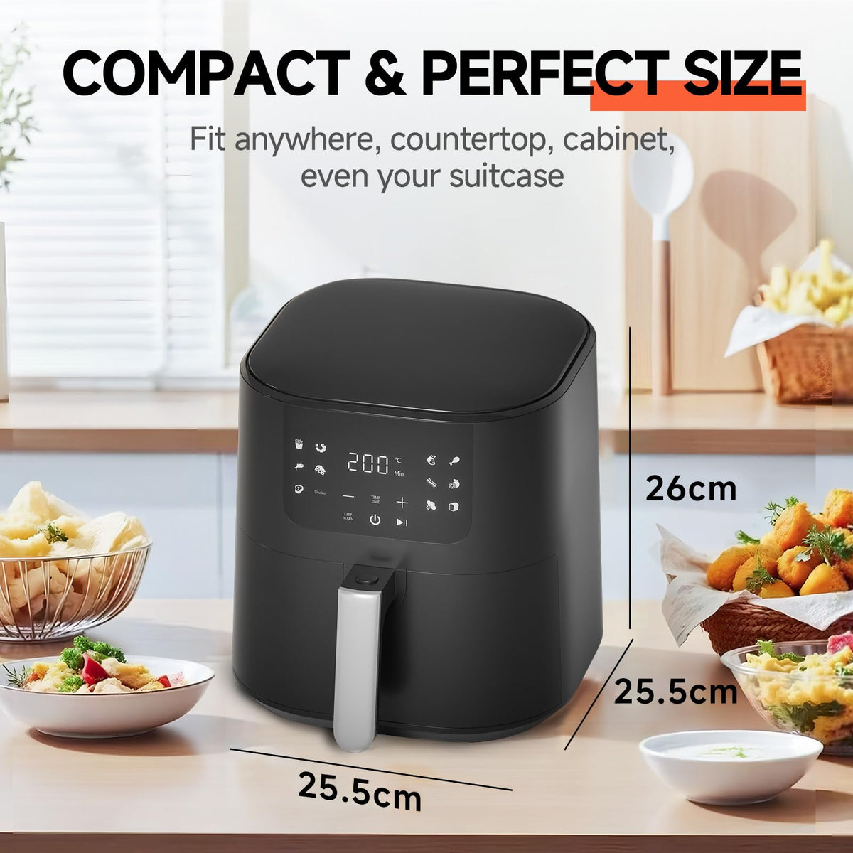 QIDO Air Fryer shake reminder feature helps achieve even crisping across foods.