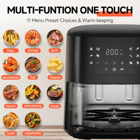QIDO Air Fryer adjustable control panel highlights intuitive presets for effortless cooking.