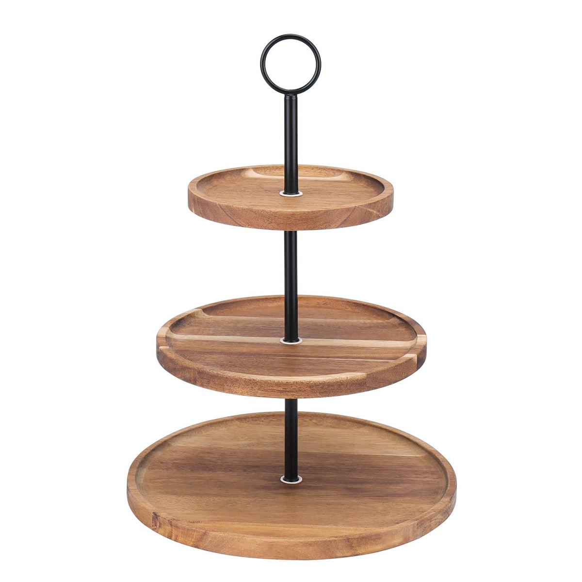 QIELSER wooden cake stand shows assembly steps for easy setup