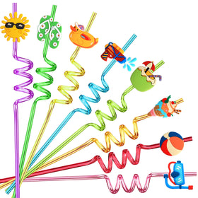 QierGub 24 summer crazy straws for kids pool party colors and fun
