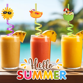QierGub kids cartoon design straws for beach party decorations