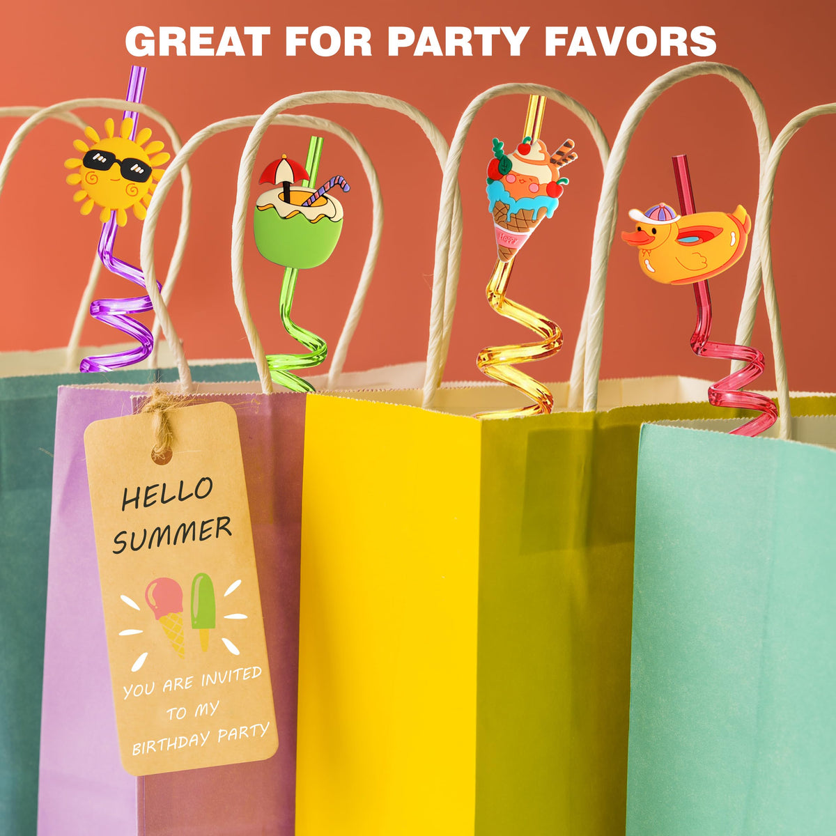 QierGub colorful straw set ideal for pool party goodie bags
