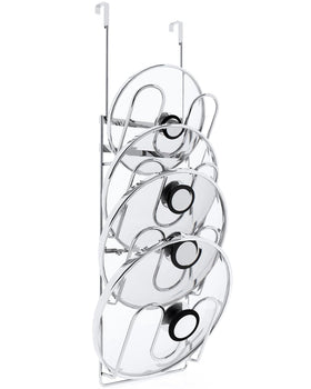 QIHS pot lid organizer over-the-door mount for space-saving storage.