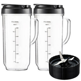 Qilantek Magic Bullet 22oz tall cup with handle for precise measuring and easy pouring.