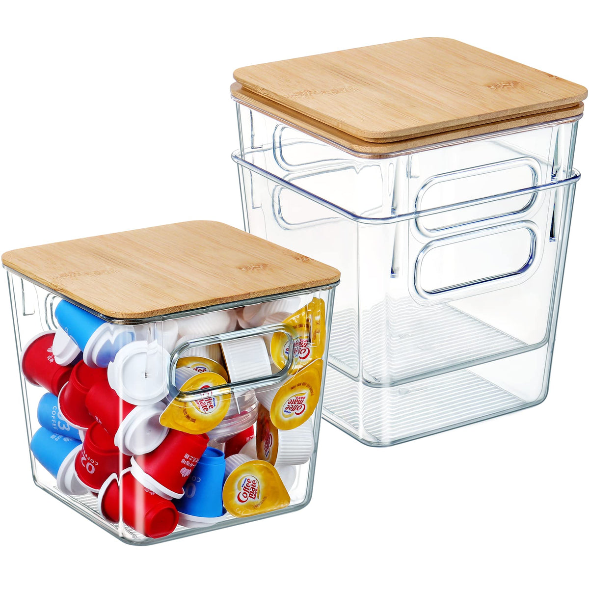 Qilinba coffee pod holder with clear container for easy pod visibility and access.
