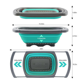 QiMH colander with extendable handles provides stable lifting for versatile kitchen tasks.