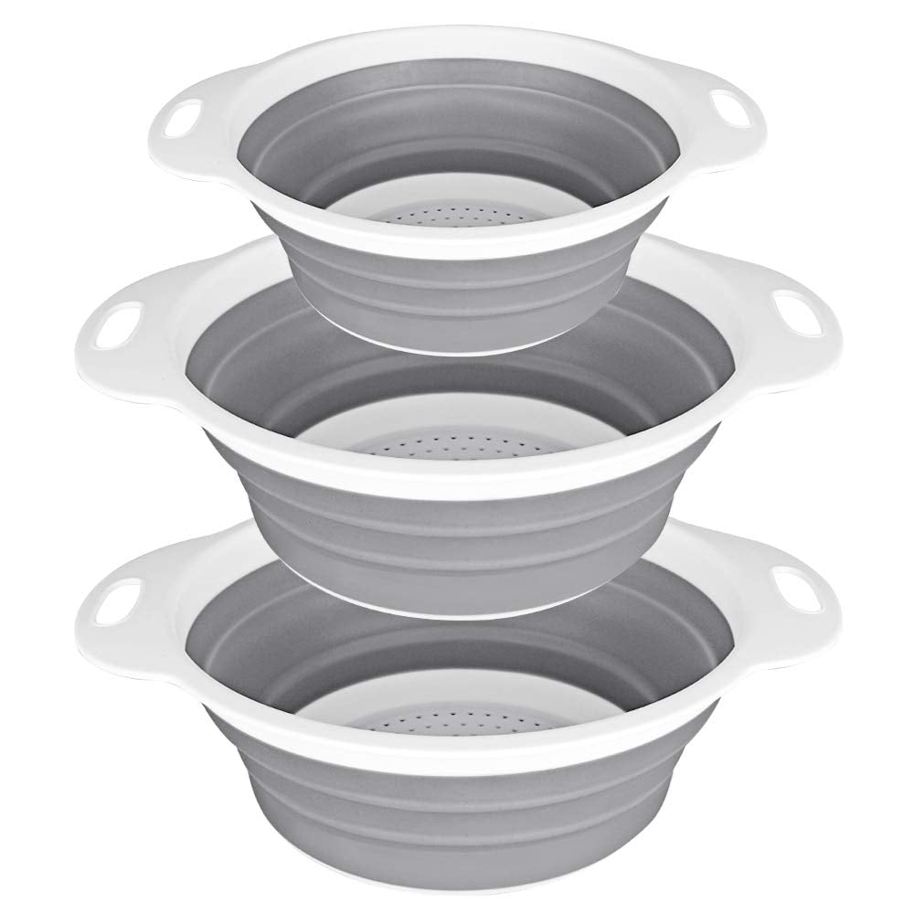 QiMH collapsible colander 4qt for pasta drainage and quick rinsing.