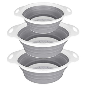 QiMH collapsible colander 4qt for pasta drainage and quick rinsing.