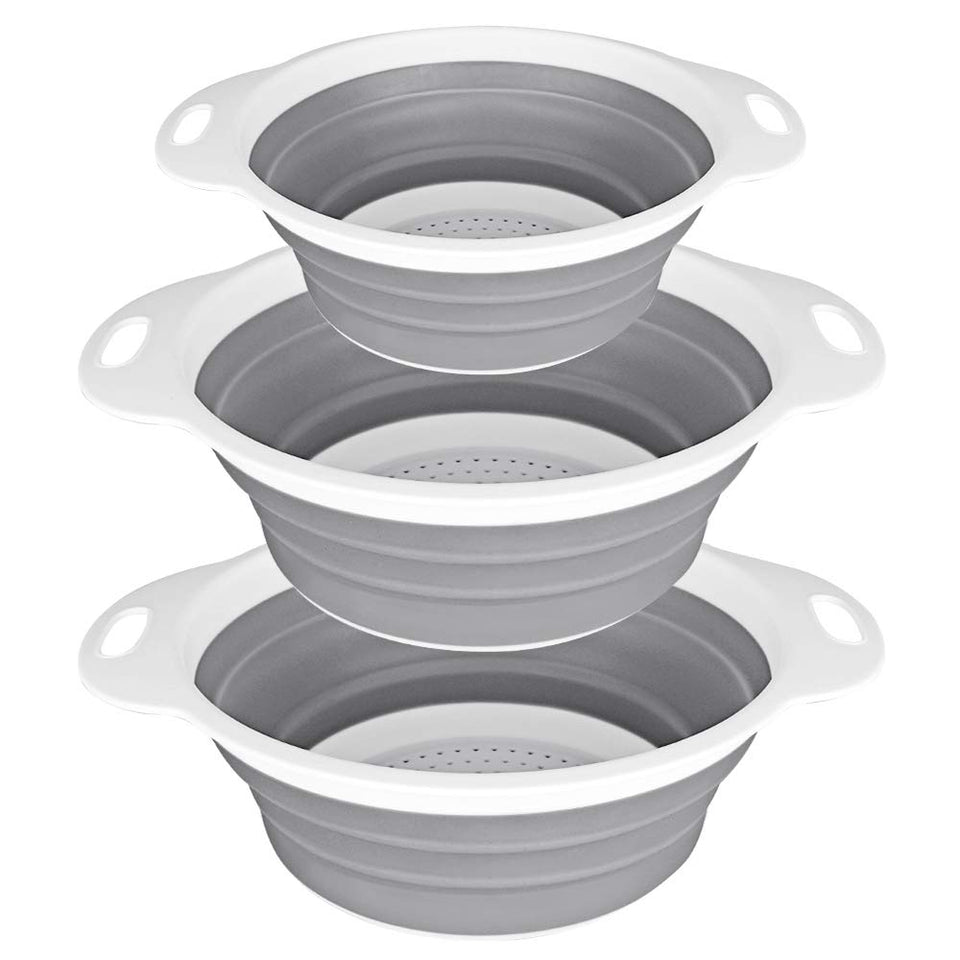 QiMH collapsible colander 4qt for pasta drainage and quick rinsing.
