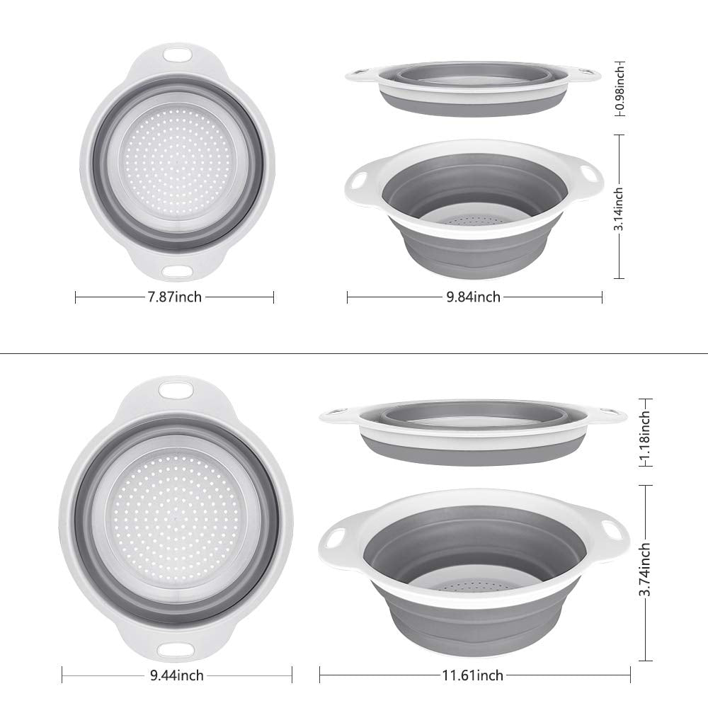 QiMH collapsible colander 4qt ideal for rinsing vegetables.