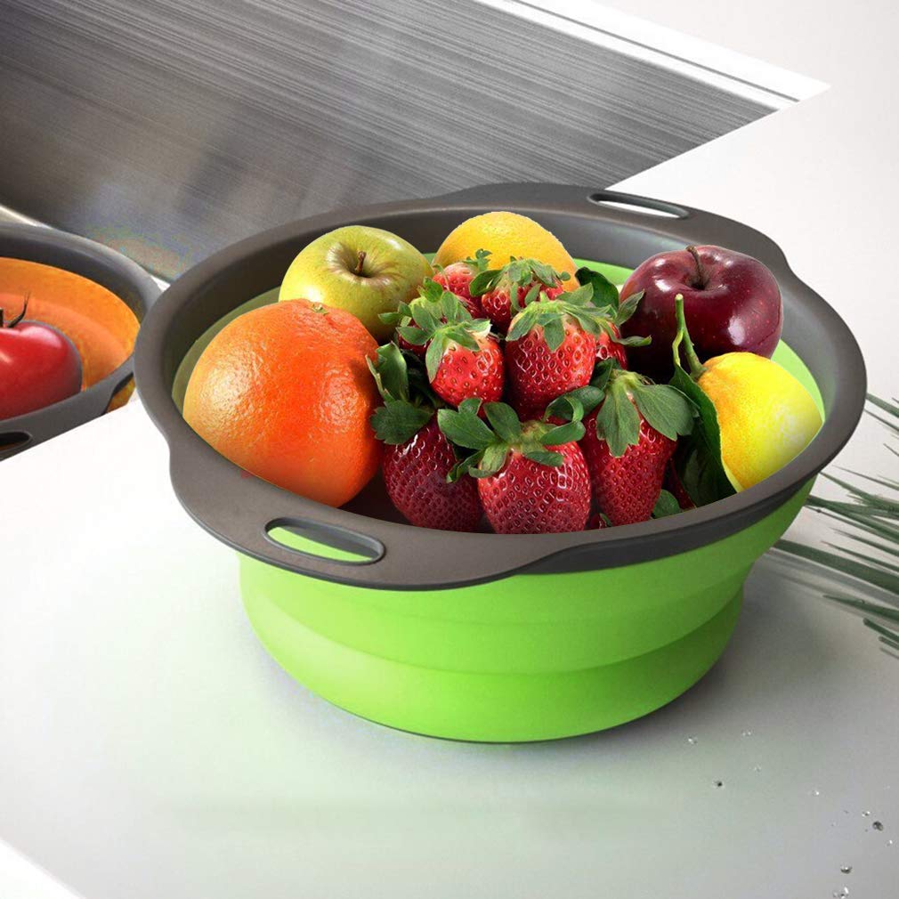 QiMH collapsible colander drying stand keeps air-dried dishes organized.
