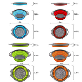 QiMH collapsible colander expanded for easy pasta and veggie draining.