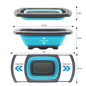 QiMH collapsible colander folded flat for compact storage.