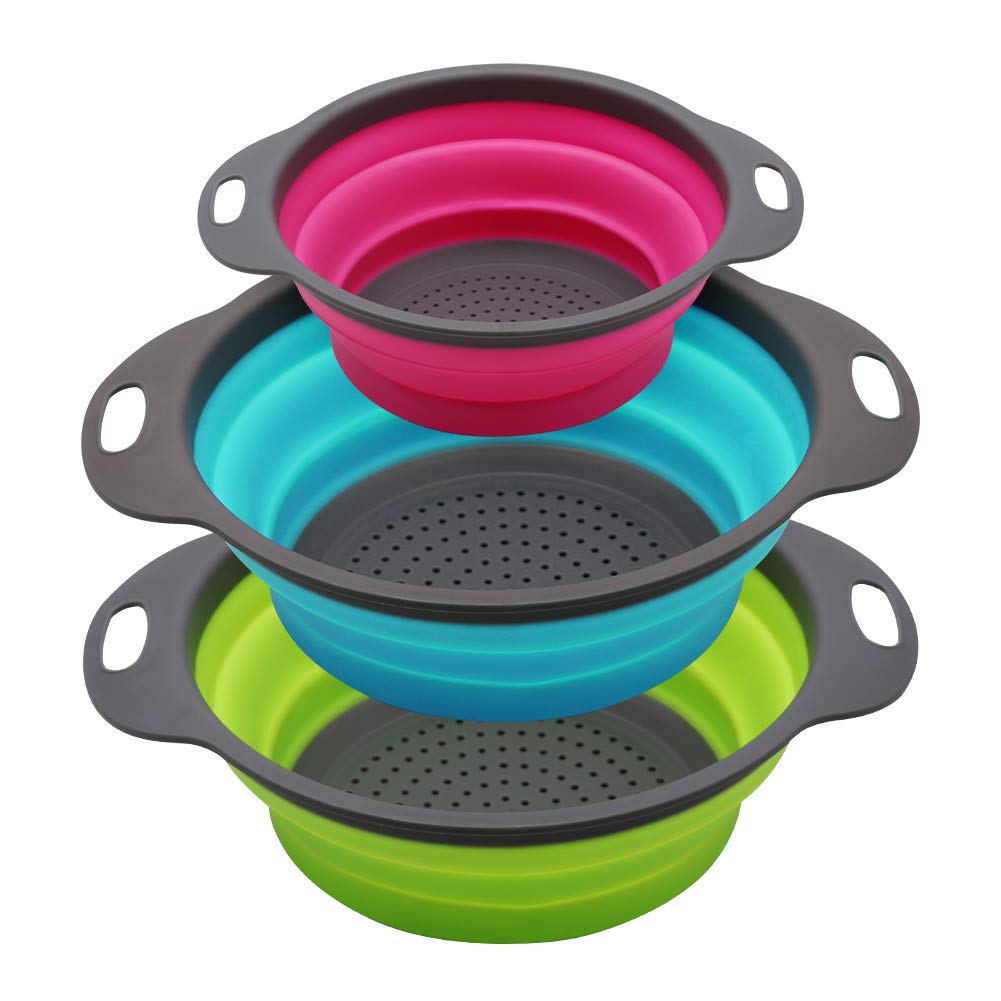QiMH collapsible colander set for space-saving storage in the kitchen