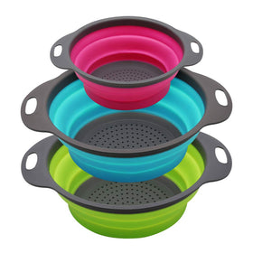 QiMH collapsible colander set for space-saving storage in the kitchen