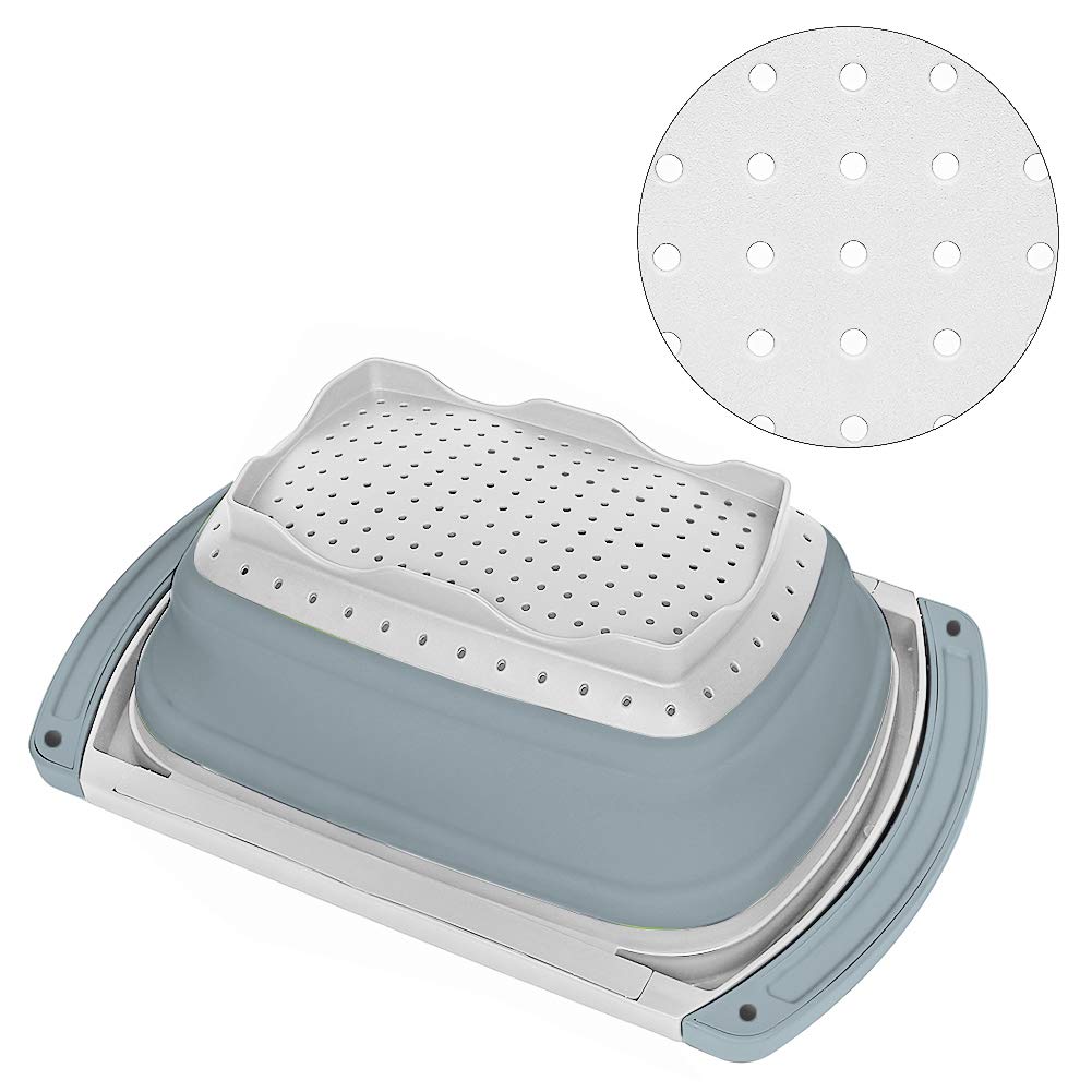 QiMH collapsible design supports easy storage after rinsing greens or fruits.