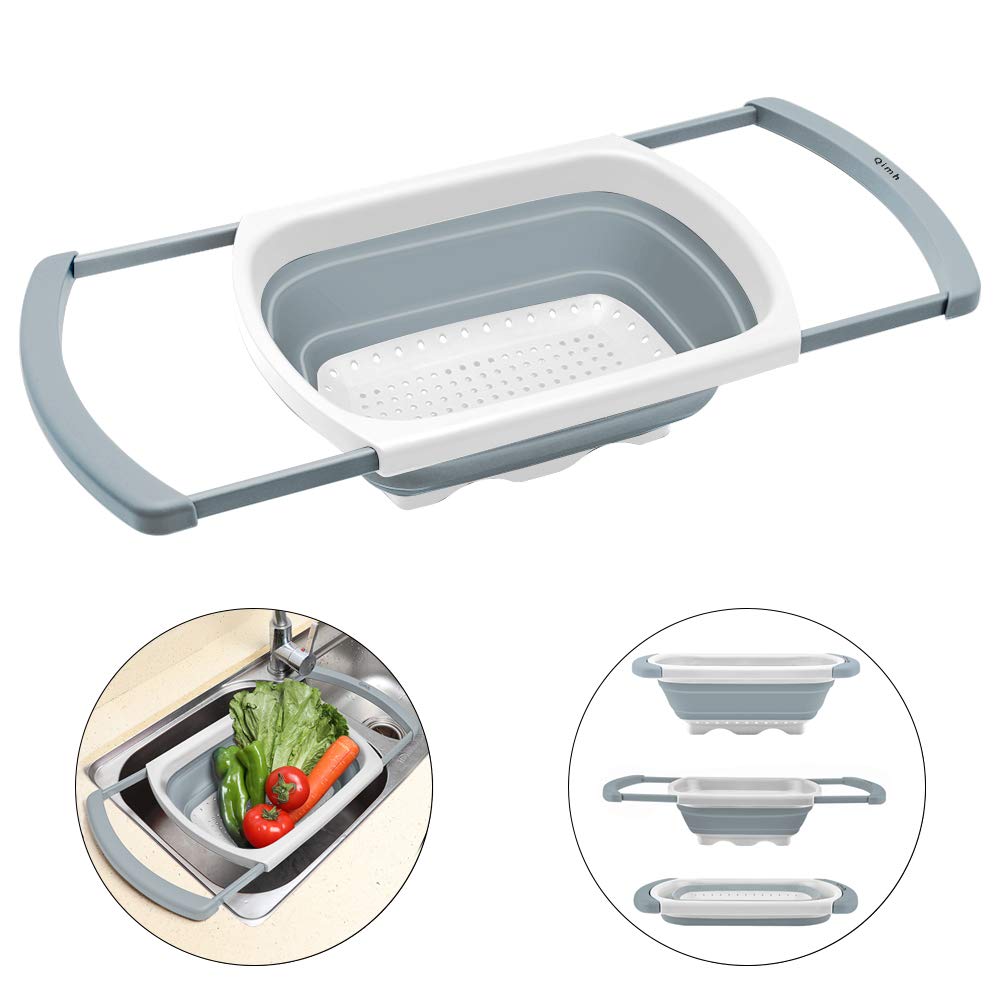 QiMH foldable kitchen strainer offers compact storage and quick setup on the counter.