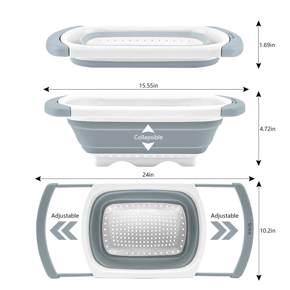 QiMH large-capacity 6-quart colander ideal for draining pasta, berries, or greens.