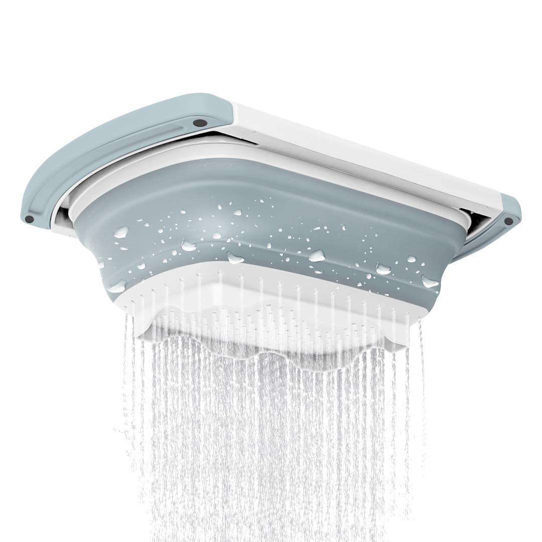 QiMH multi-use colander can rest over a sink or stand on the counter.