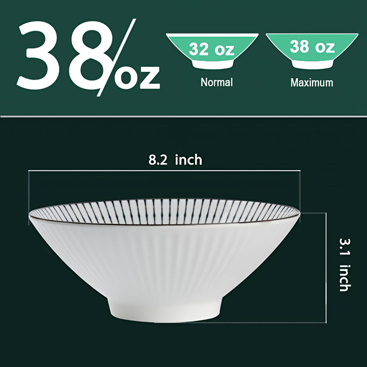 QINLANG ramen bowl blue-white pattern enhances elegant presentation for soups and noodles