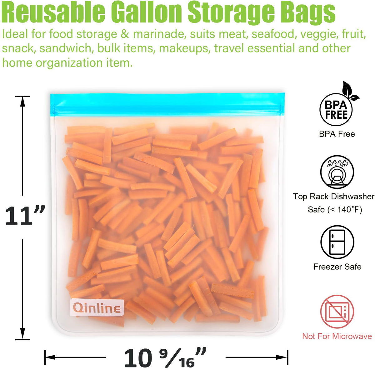 Qinline freezer-safe material protects flavors and prevents freezer burn.