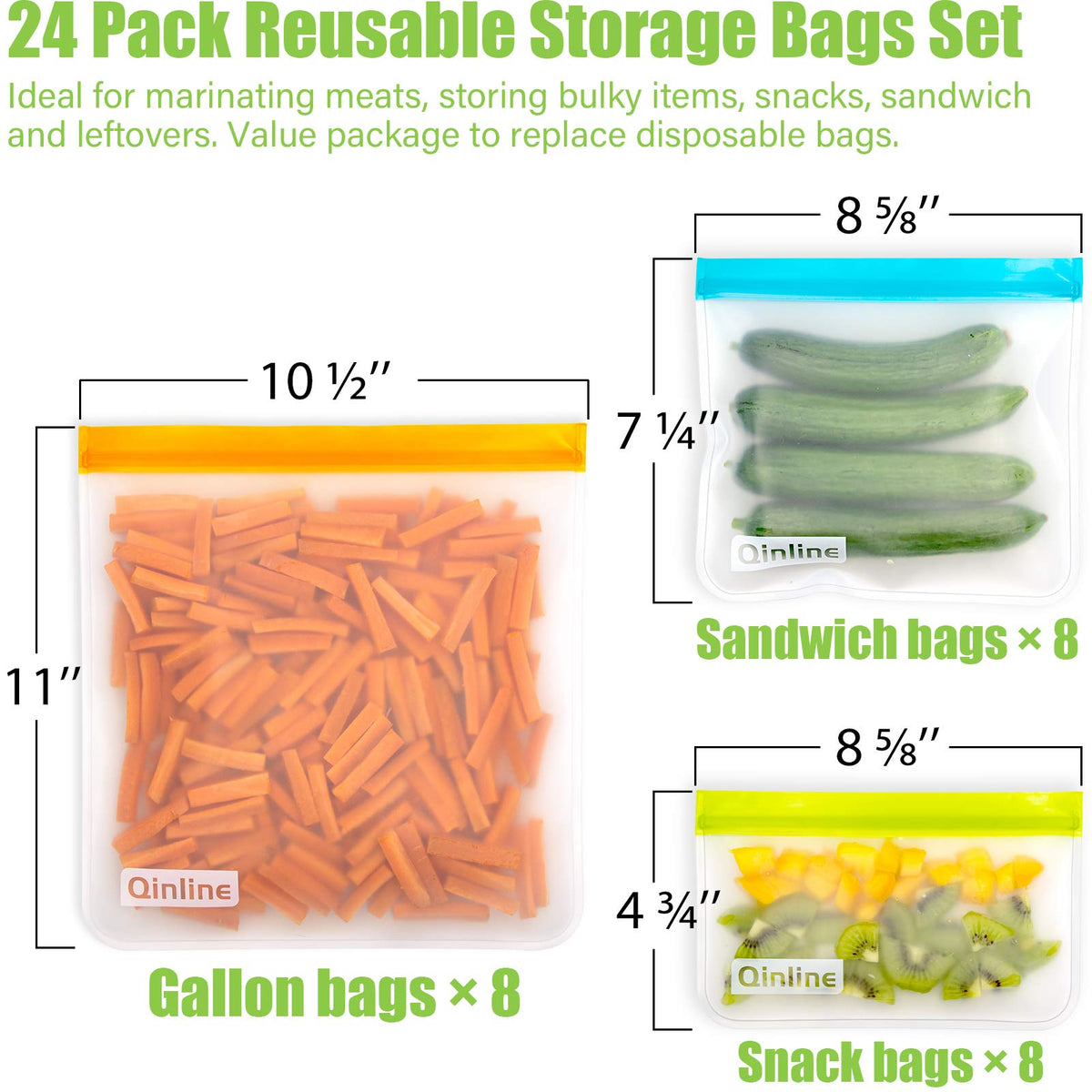 Qinline snack bags transparent design for quick content glance